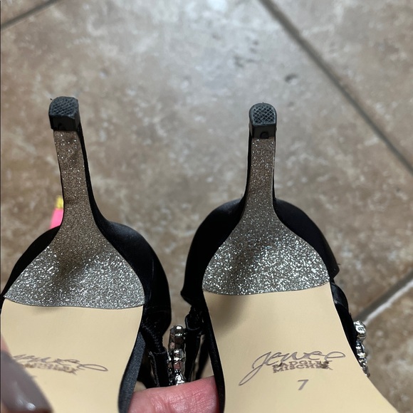 Badgley Mischka Black Heels with Crystal Embellishments - Picture 8 of 10